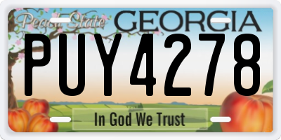 GA license plate PUY4278