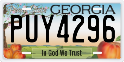 GA license plate PUY4296