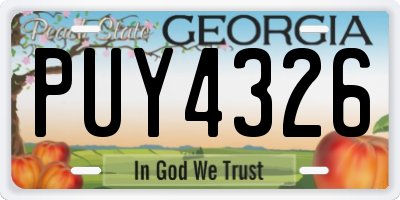 GA license plate PUY4326