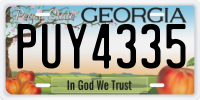 GA license plate PUY4335