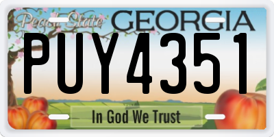 GA license plate PUY4351