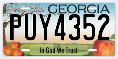 GA license plate PUY4352
