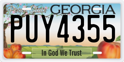 GA license plate PUY4355