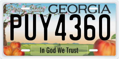 GA license plate PUY4360