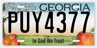 GA license plate PUY4377