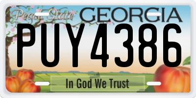 GA license plate PUY4386
