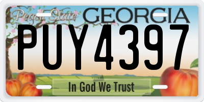 GA license plate PUY4397