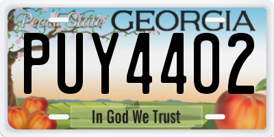GA license plate PUY4402