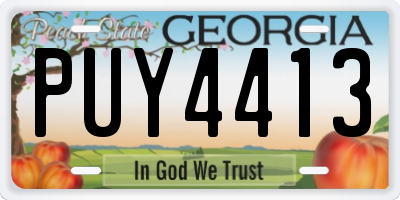 GA license plate PUY4413