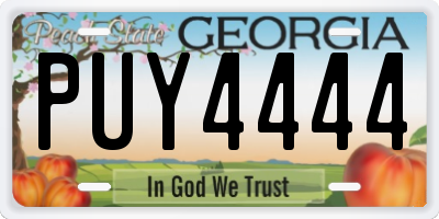 GA license plate PUY4444