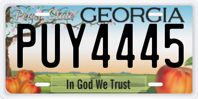 GA license plate PUY4445