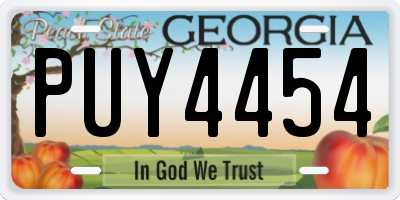 GA license plate PUY4454