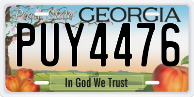 GA license plate PUY4476