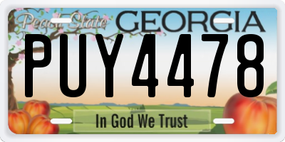 GA license plate PUY4478