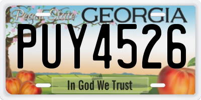 GA license plate PUY4526