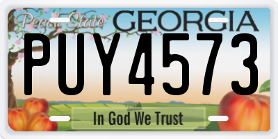 GA license plate PUY4573
