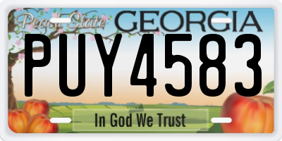 GA license plate PUY4583