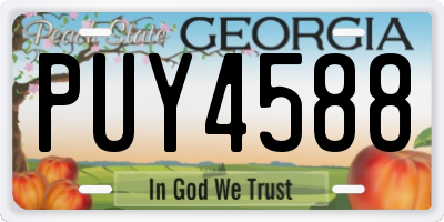 GA license plate PUY4588