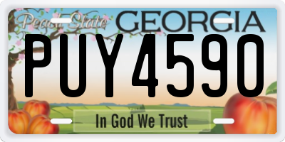 GA license plate PUY4590