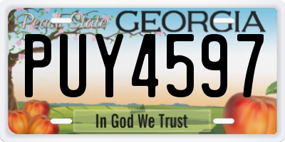 GA license plate PUY4597