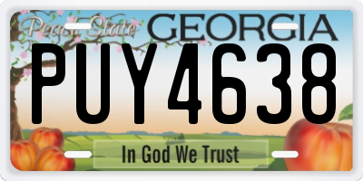GA license plate PUY4638