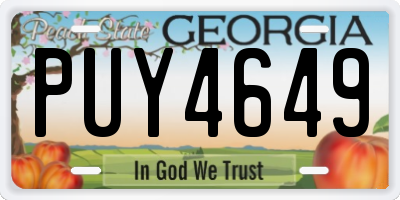 GA license plate PUY4649