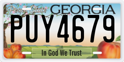 GA license plate PUY4679