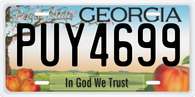 GA license plate PUY4699