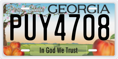 GA license plate PUY4708