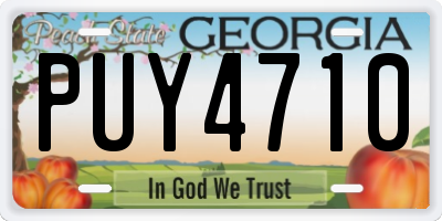 GA license plate PUY4710