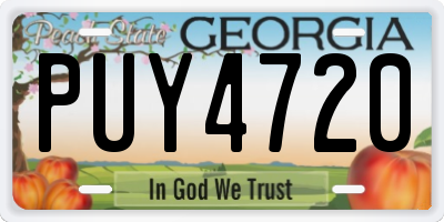 GA license plate PUY4720