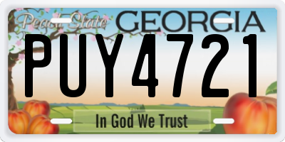 GA license plate PUY4721
