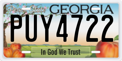 GA license plate PUY4722