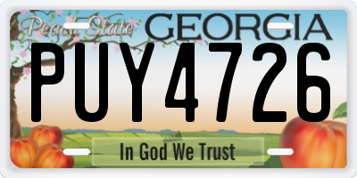 GA license plate PUY4726