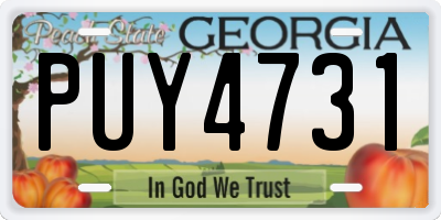 GA license plate PUY4731