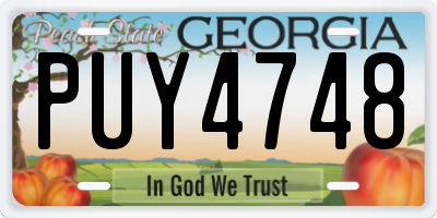 GA license plate PUY4748