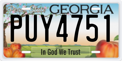 GA license plate PUY4751