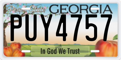 GA license plate PUY4757