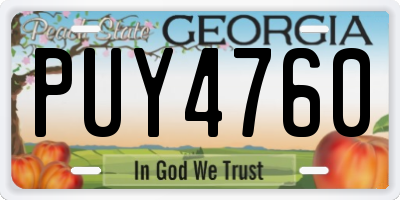 GA license plate PUY4760