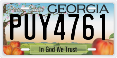 GA license plate PUY4761