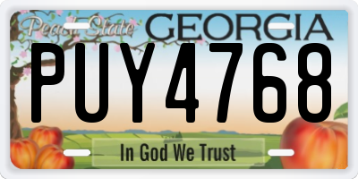 GA license plate PUY4768