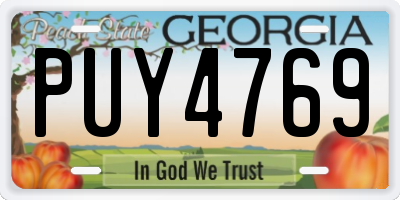 GA license plate PUY4769