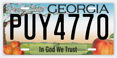 GA license plate PUY4770