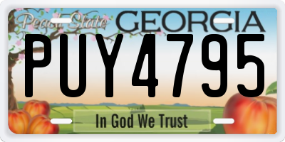 GA license plate PUY4795