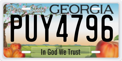 GA license plate PUY4796