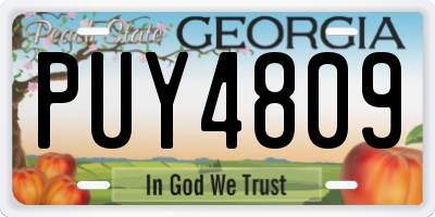 GA license plate PUY4809