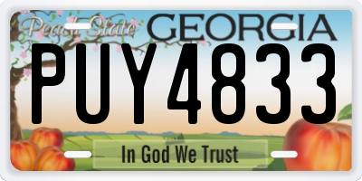 GA license plate PUY4833