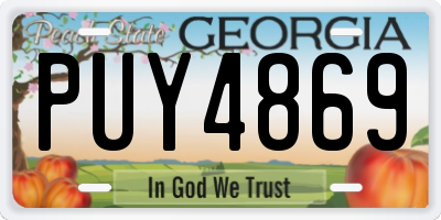 GA license plate PUY4869
