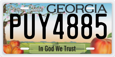 GA license plate PUY4885