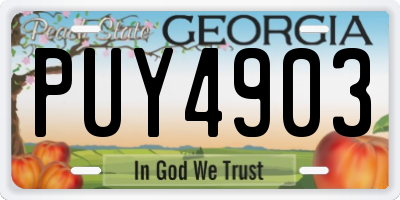 GA license plate PUY4903
